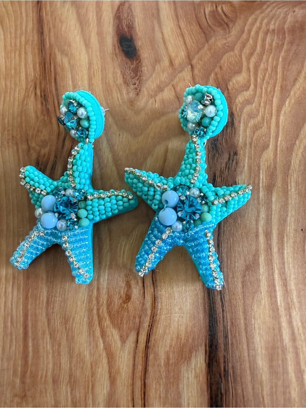 $3 Turquoise Beaded Starfish Statement Earrings